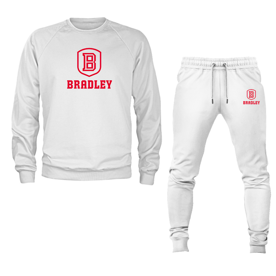Men's Bradley Braves  Crewneck Sweatshirt Joggers Suit