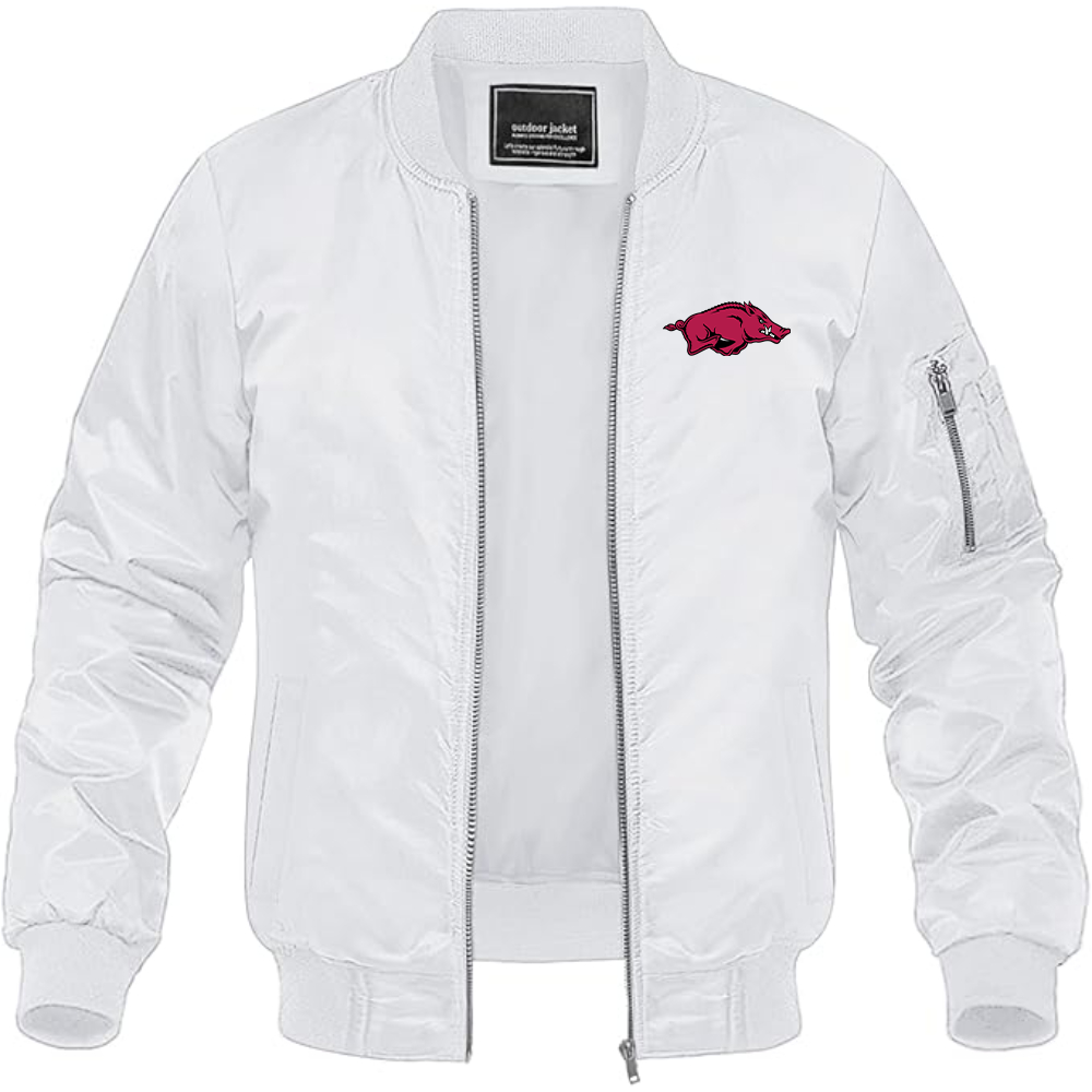 Men's Arkansas Razorbacks Lightweight Bomber Jacket Windbreaker Softshell Varsity Jacket Coat