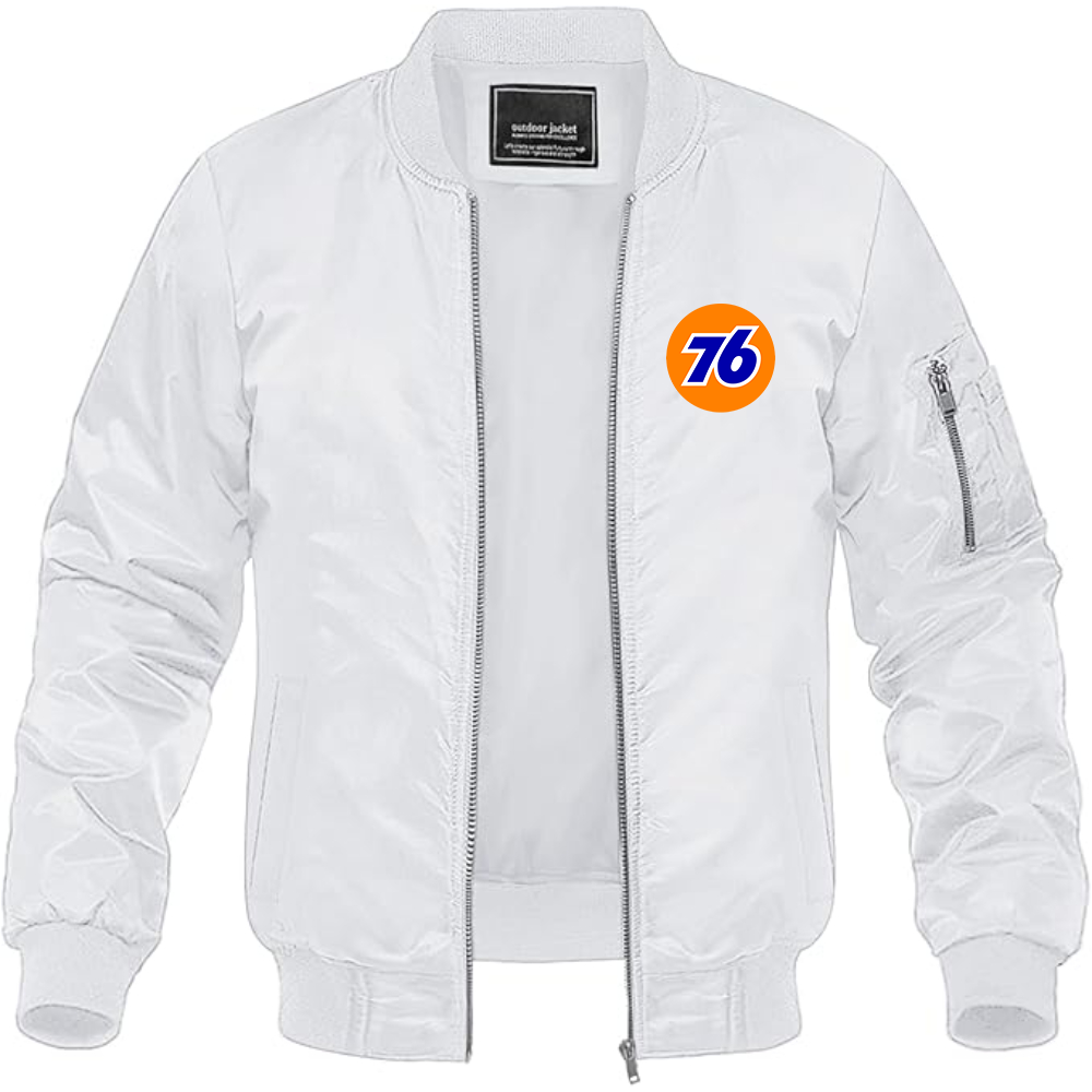 Men's 76 Gas Station Lightweight Bomber Jacket Windbreaker Softshell Varsity Jacket Coat