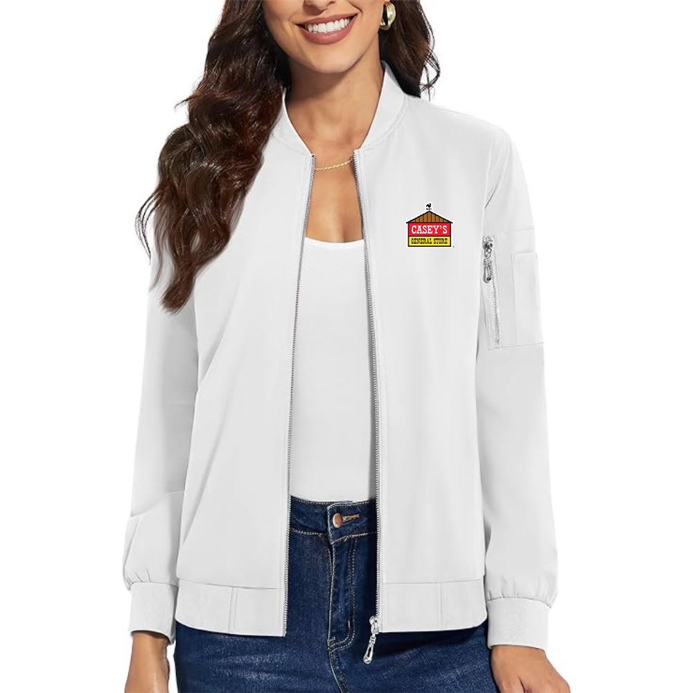 Women's  Casey's General Store Premium Bomber Jacket with Polished Detailing and Functional Sleeve Pocket Modern Luxury Outerwear