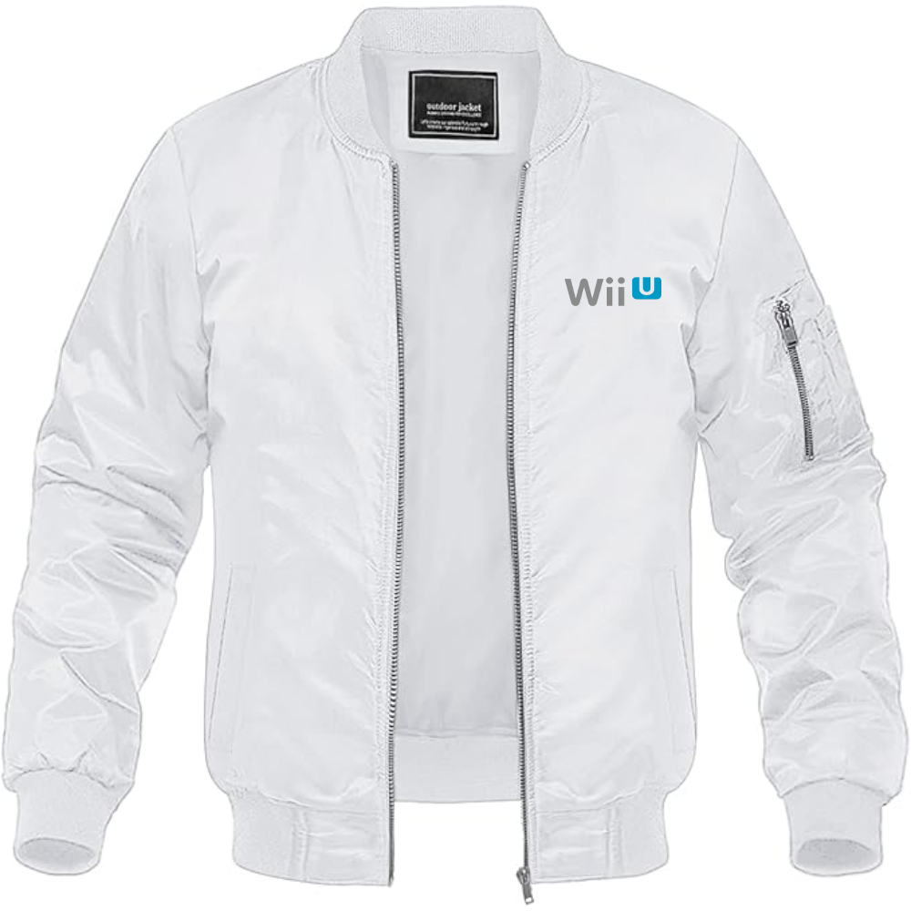 Men's Wii-U Logo Lightweight Bomber Jacket Windbreaker Softshell Varsity Jacket Coat