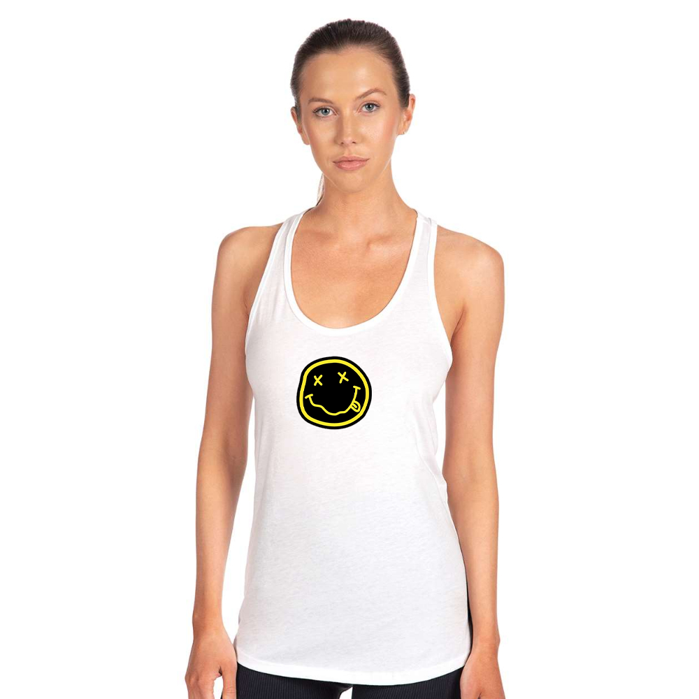Women's Nirvana Yellow and Black Face Next Level Ideal Racerback Tank