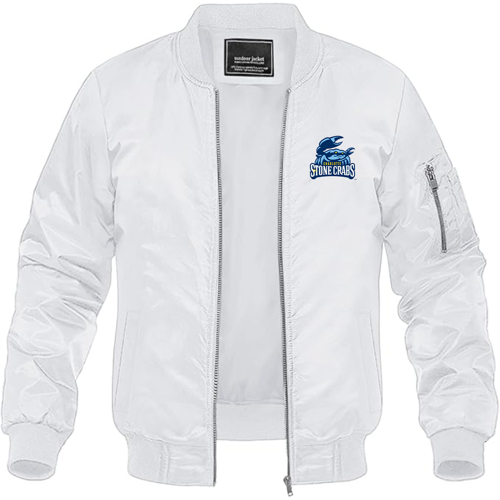 Men's Charlotte Stone Crabs Logo Lightweight Bomber Jacket Windbreaker Softshell Varsity Jacket Coat