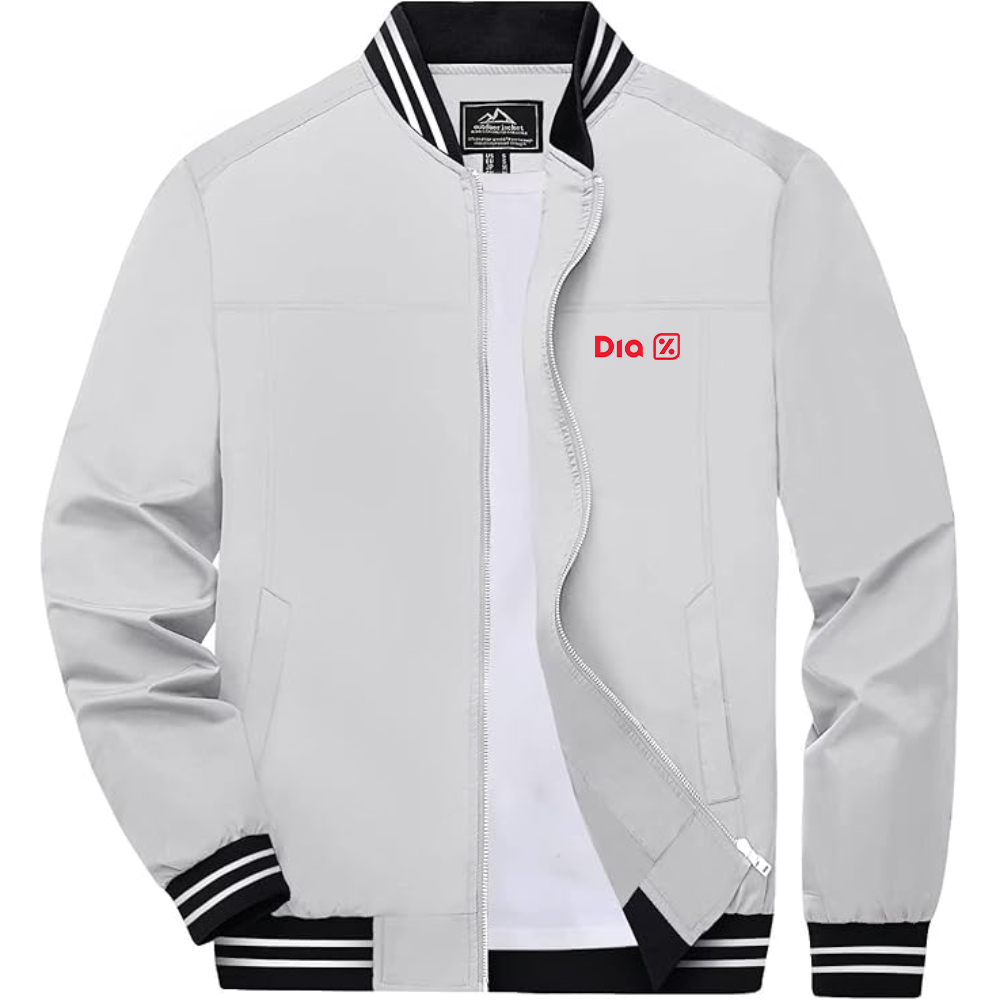 Men's  Dia  Lightweight Zip-Up Bomber Jacket with Ribbed Collar and Cuffs Versatile Casual Outerwear