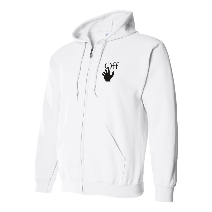 Men's Off-White Hand Logo  Zipper Hoodie
