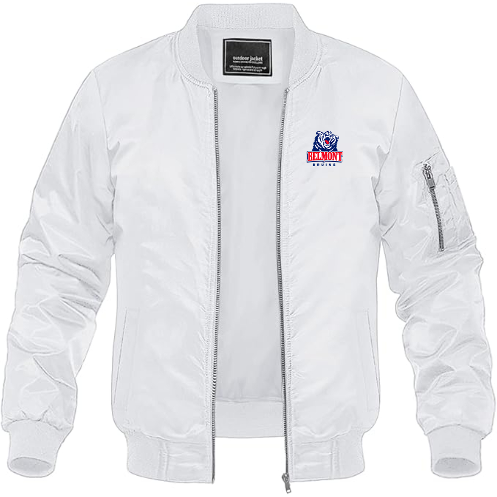 Men's  Belmont Bruins  Lightweight Bomber Jacket Windbreaker Softshell Varsity Jacket Coat