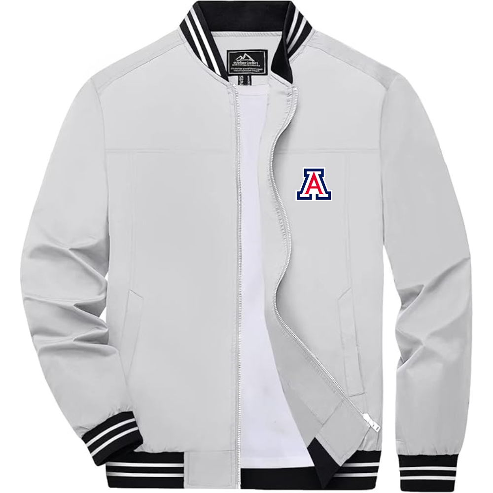 Men's Arizona Wildcats  Lightweight Zip-Up Bomber Jacket with Ribbed Collar and Cuffs Versatile Casual Outerwear
