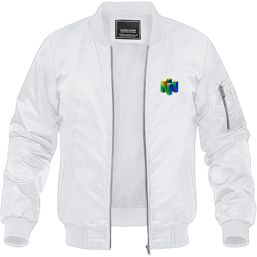 Men's Nintendo N64   Logo Lightweight Bomber Jacket Windbreaker Softshell Varsity Jacket Coat