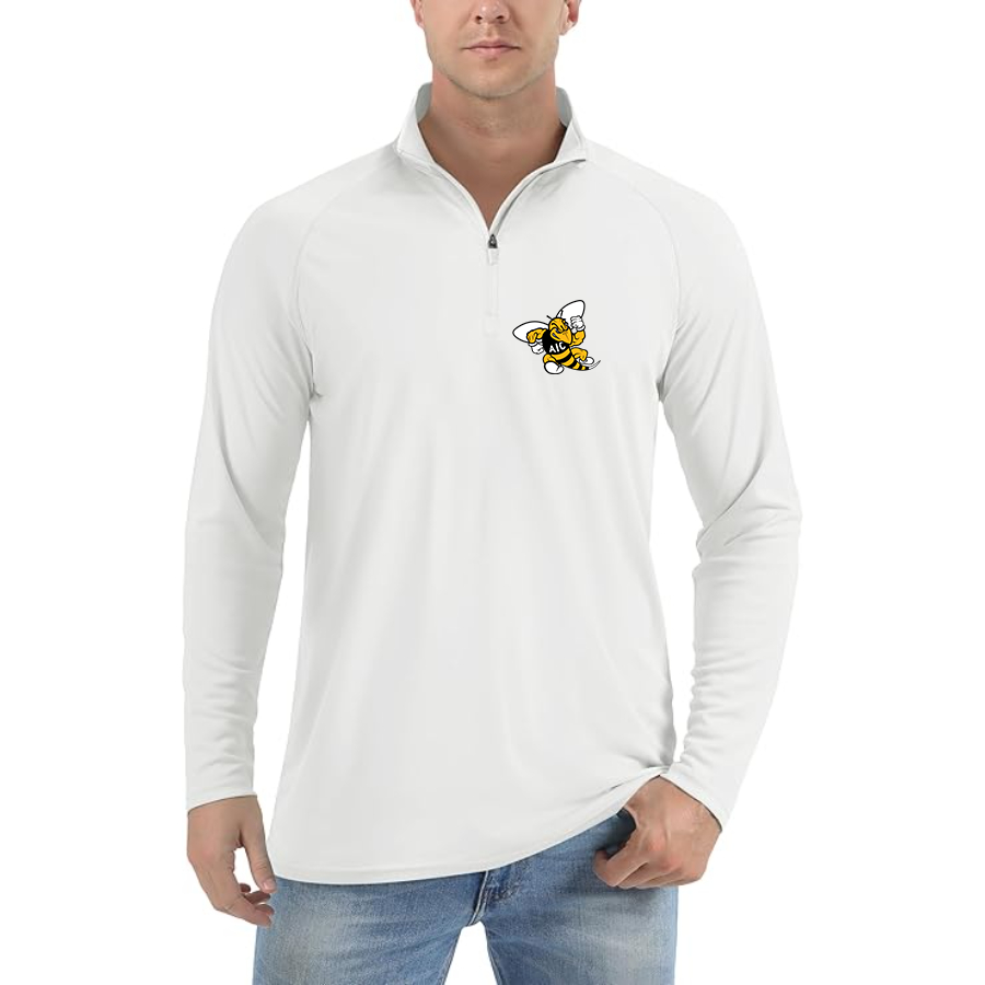 Men's AIC Yellow Jackets   Lightweight Quarter-Zip Athletic Shirt Long Sleeve Performance Wear