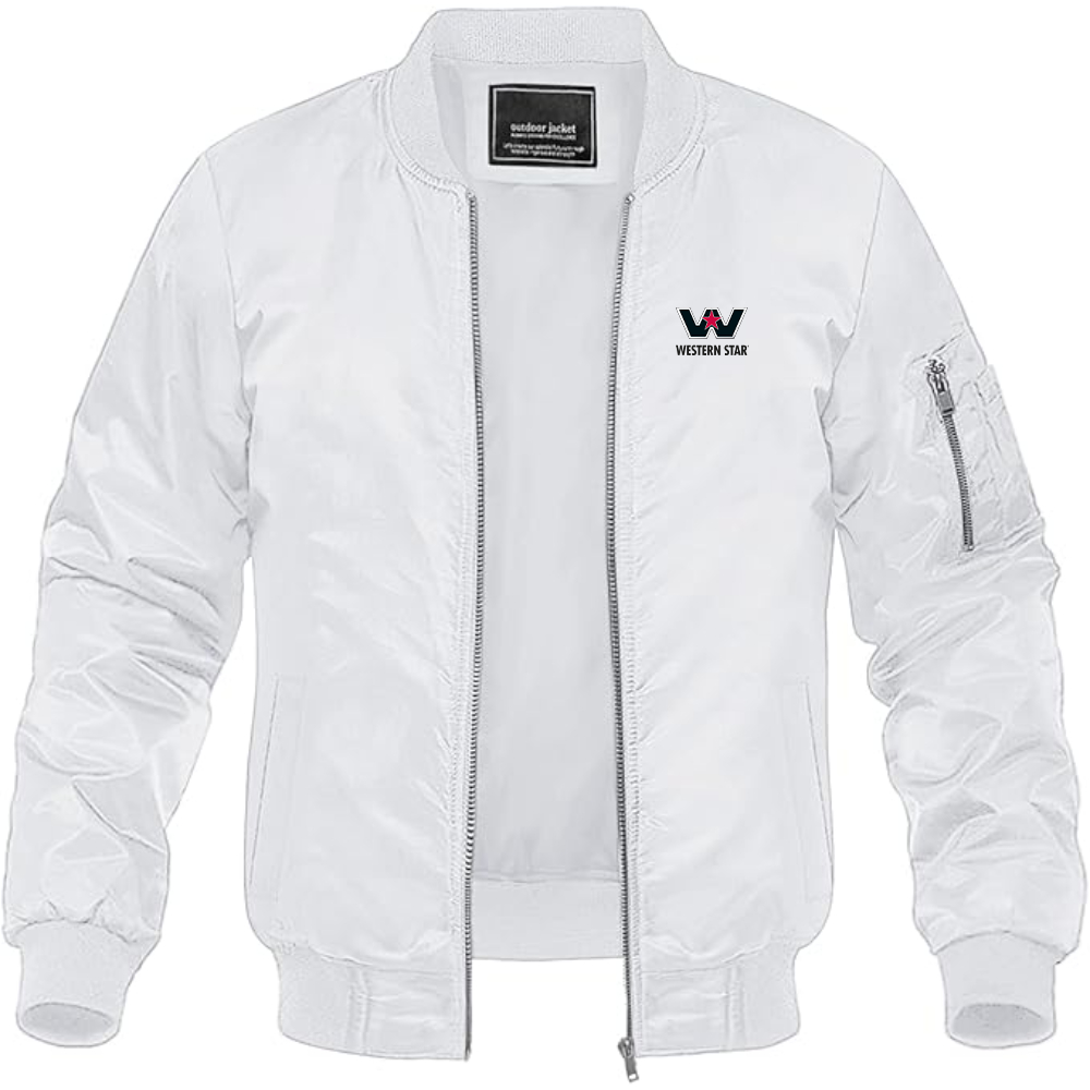 Men's Western Star Logo Lightweight Bomber Jacket Windbreaker Softshell Varsity Jacket Coat