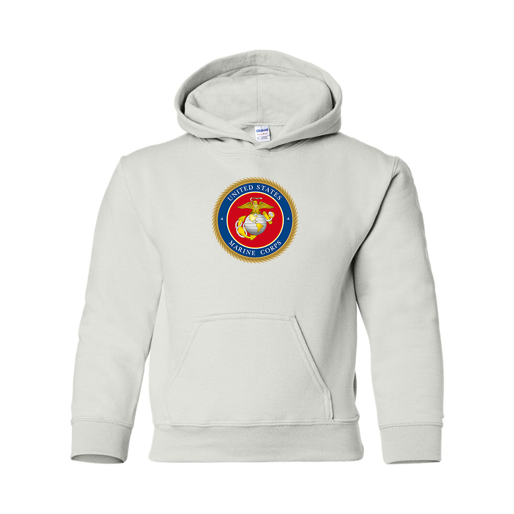 Youth  USMC Emblem Gildan Heavy Blend  Hooded Sweatshirt