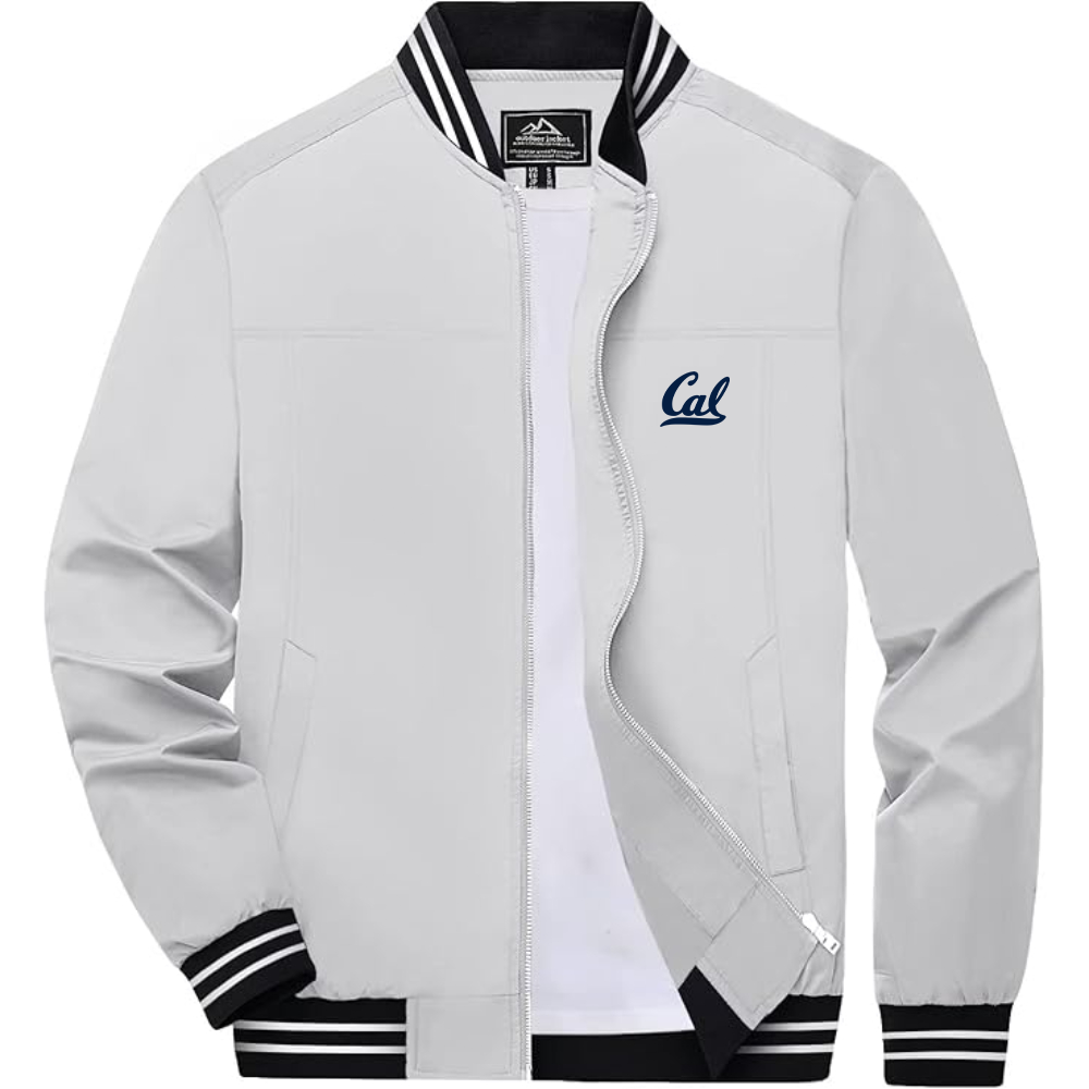 Men's California Golden Bears Lightweight Zip-Up Bomber Jacket with Ribbed Collar and Cuffs Versatile Casual Outerwear