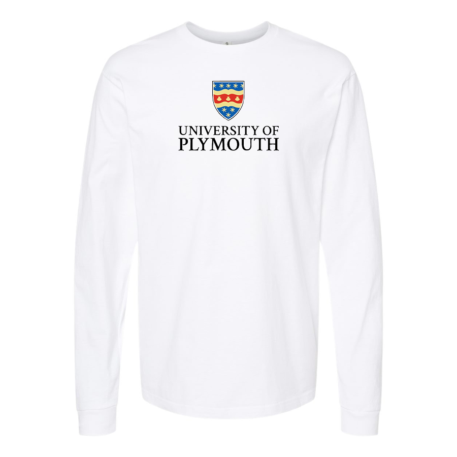 Men's University of Plymouth Logo  Cotton Long Sleeve T-Shirt