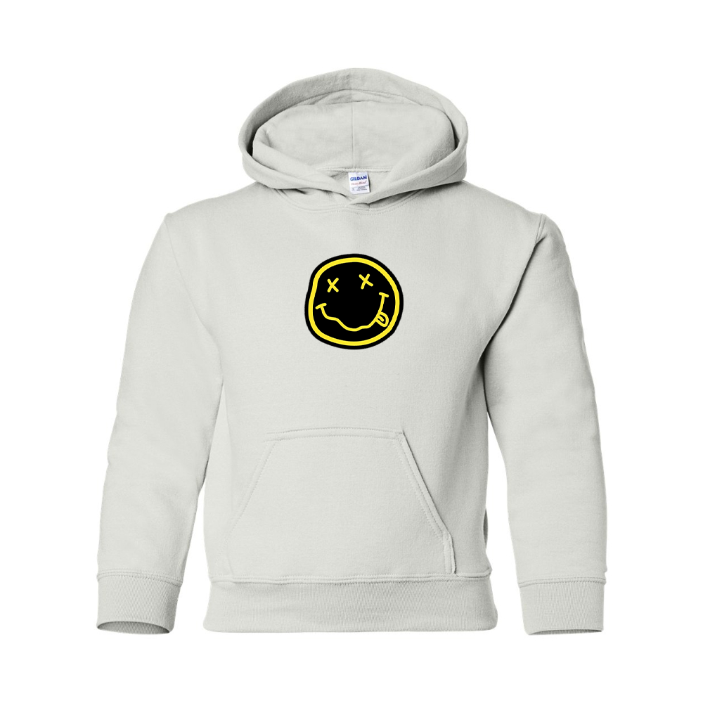 Youth Nirvana Yellow and Black Face Gildan Heavy Blend  Hooded Sweatshirt