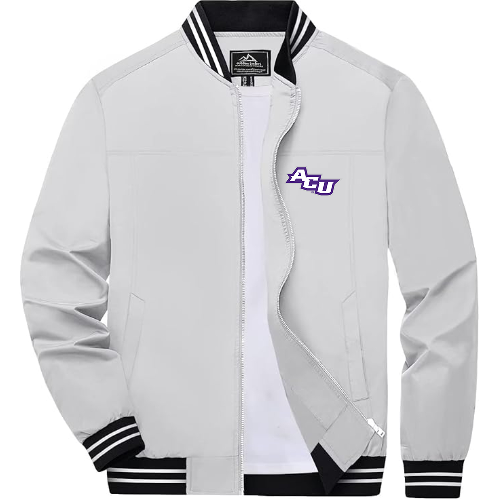 Men's Abilene Christian Wildcats   Lightweight Zip-Up Bomber Jacket with Ribbed Collar and Cuffs Versatile Casual Outerwear