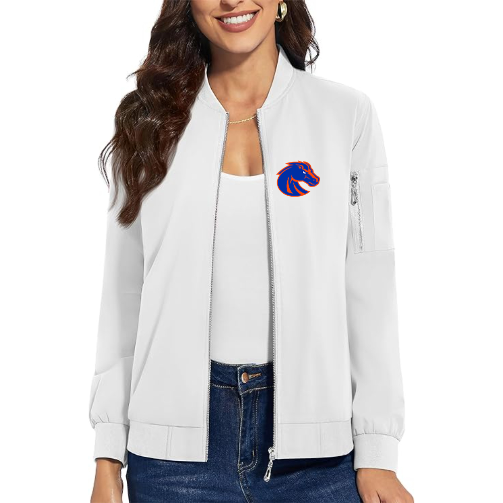 Women's Boise State Broncos  Premium Bomber Jacket with Polished Detailing and Functional Sleeve Pocket Modern Luxury Outerwear