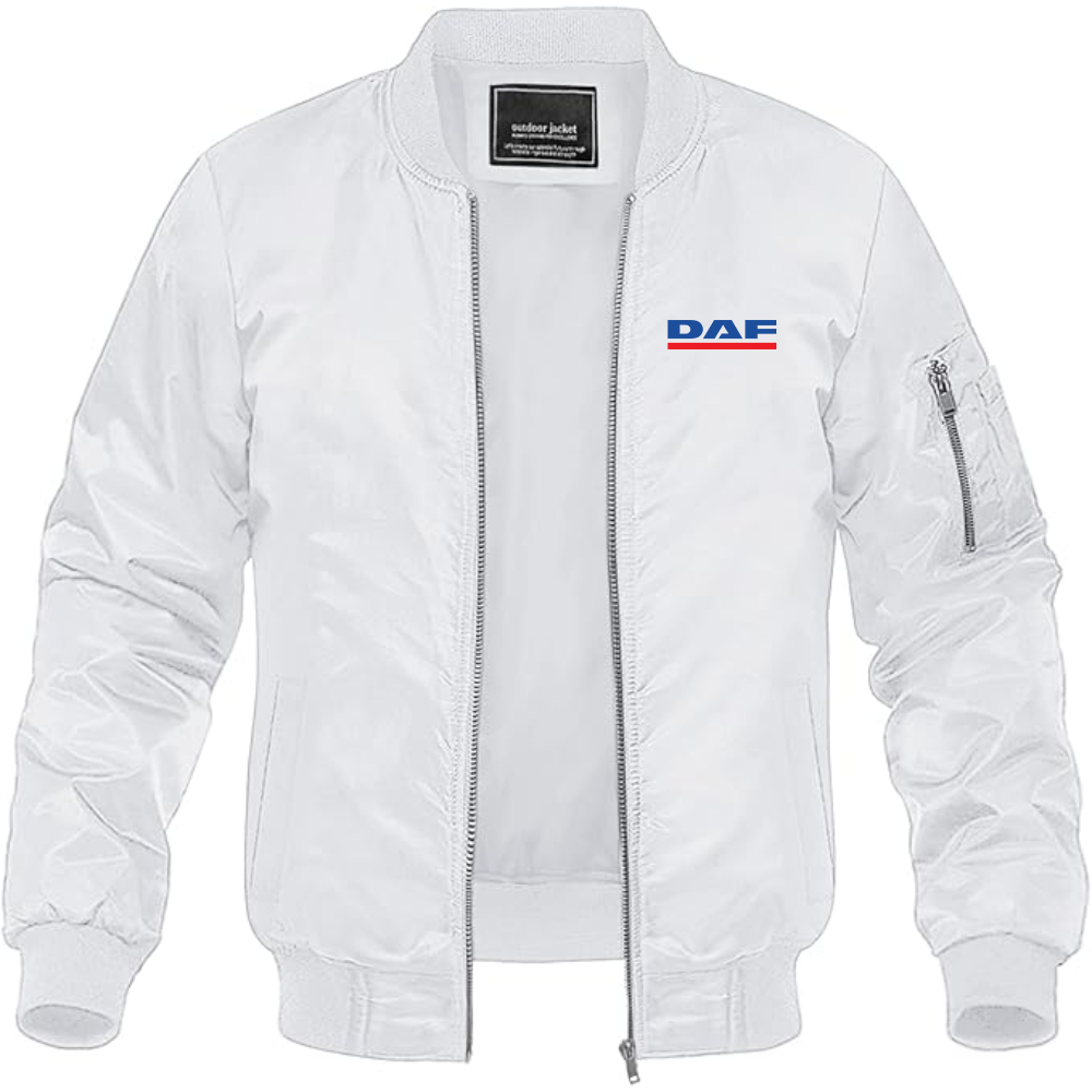Men's DAF Logo Lightweight Bomber Jacket Windbreaker Softshell Varsity Jacket Coat