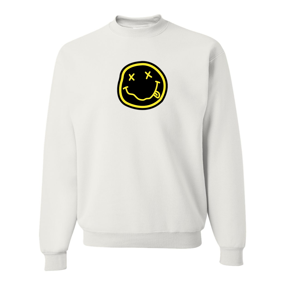 Men's Nirvana Yellow and Black Face JERZEES NuBlend Crewneck Sweatshirt