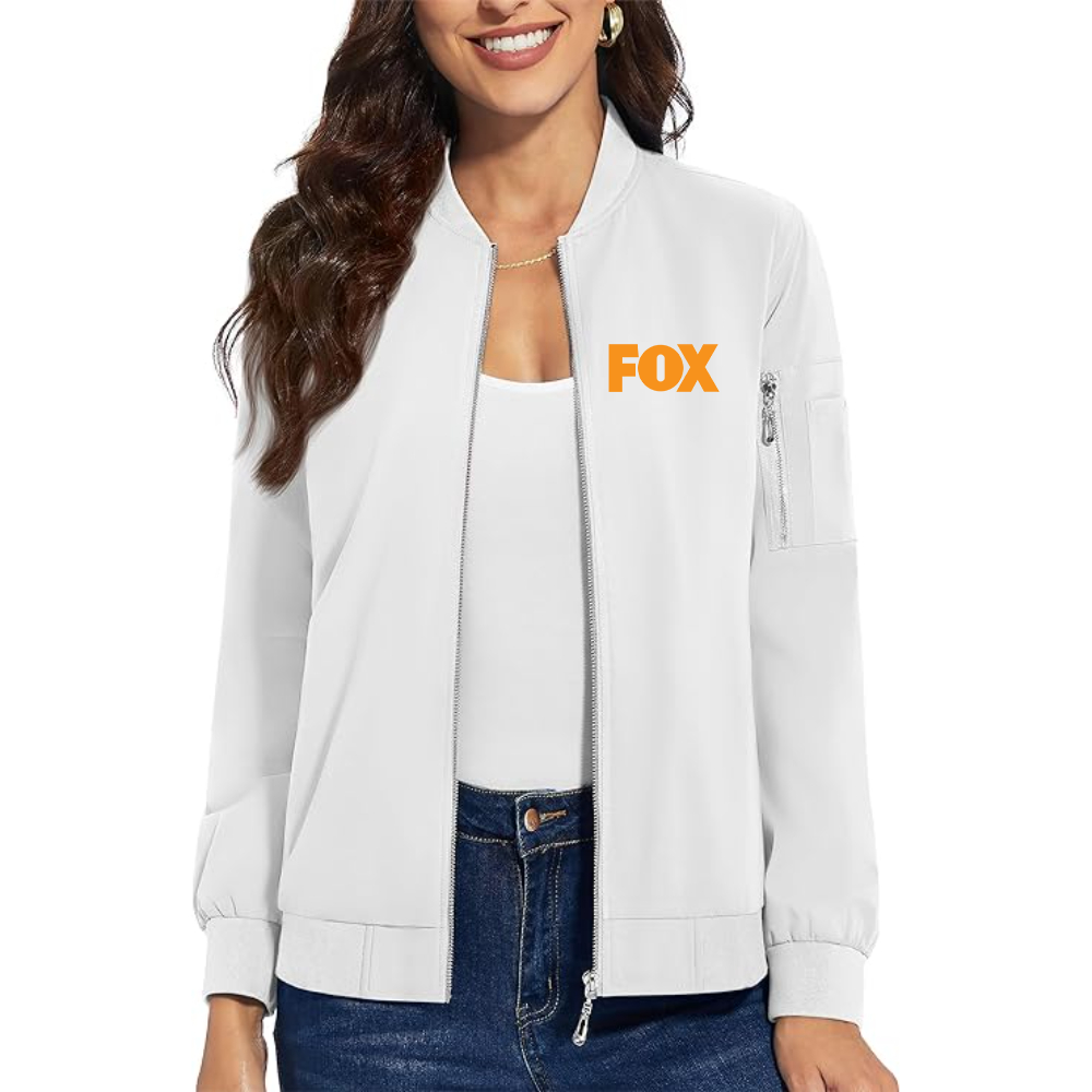 Women's  Fox  Premium Bomber Jacket with Polished Detailing and Functional Sleeve Pocket Modern Luxury Outerwear