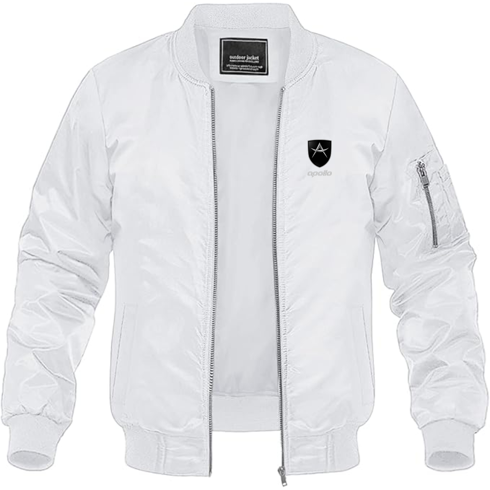 Men's Apollo Logo Lightweight Bomber Jacket Windbreaker Softshell Varsity Jacket Coat