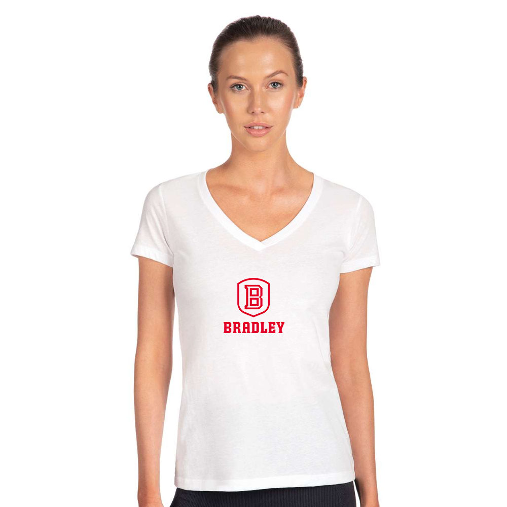 Women's Bradley Braves  Next Level V-Neck T-Shirt