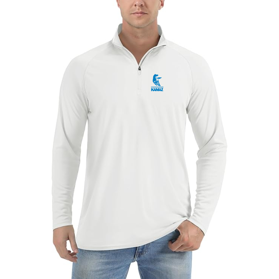 Men's KAMAZ Logo Lightweight Quarter-Zip Athletic Shirt Long Sleeve Performance Wear