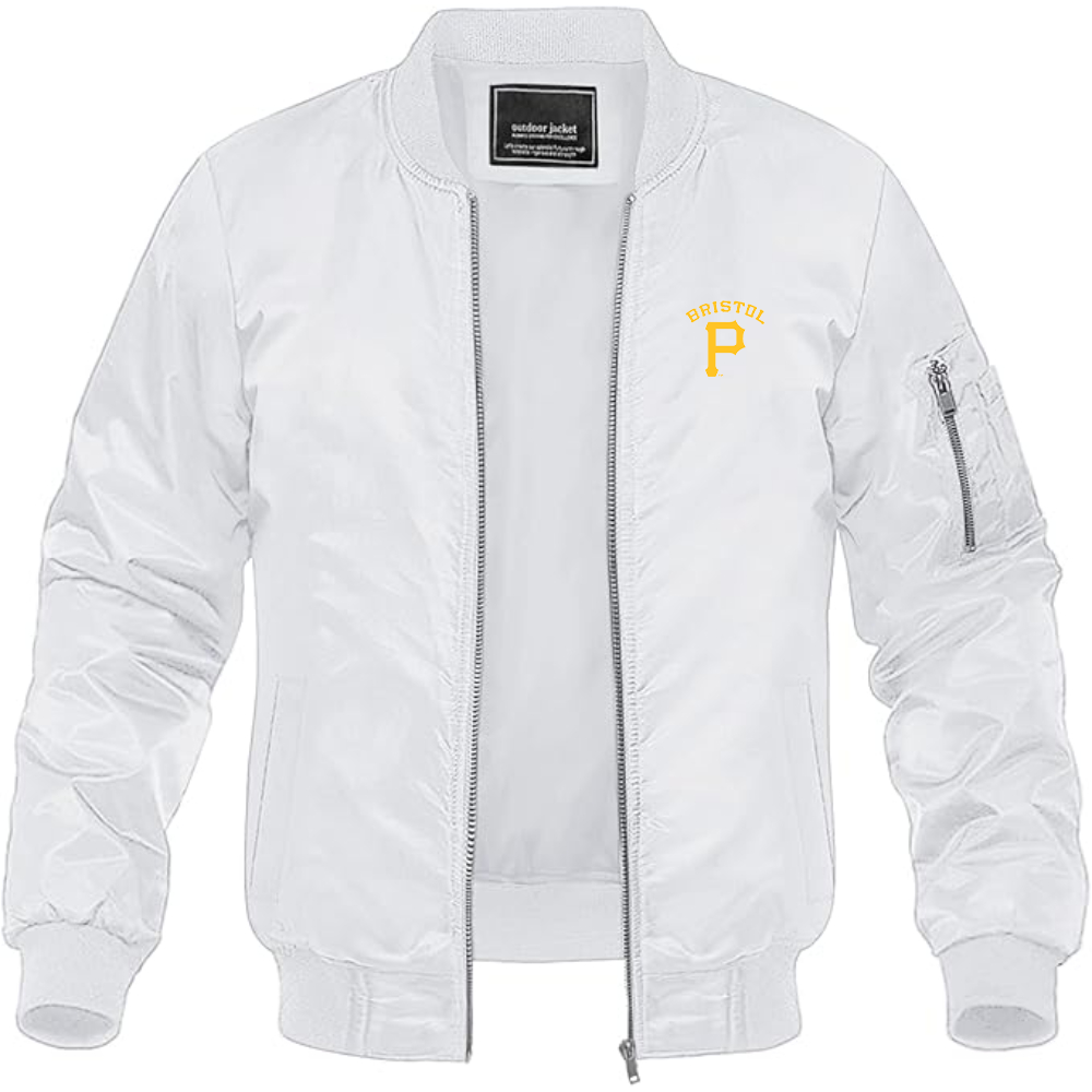 Men's  Bristol Pirates  Logo Lightweight Bomber Jacket Windbreaker Softshell Varsity Jacket Coat