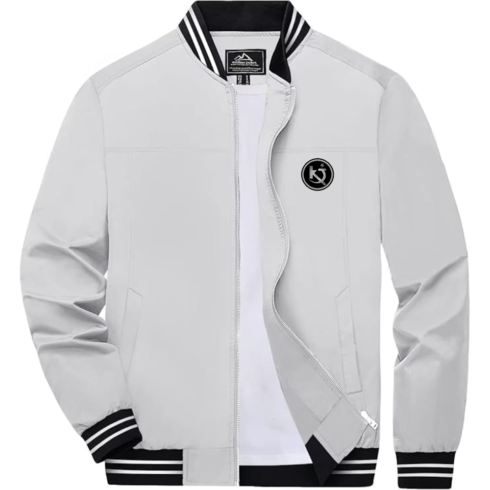 Men's  Killing Joke  Lightweight Zip-Up Bomber Jacket with Ribbed Collar and Cuffs Versatile Casual Outerwear
