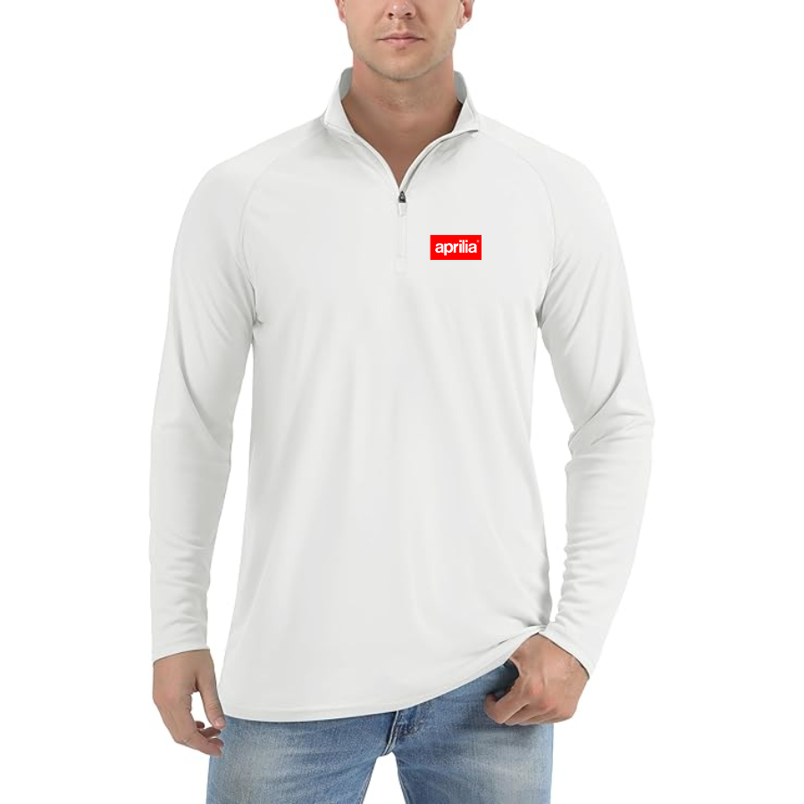 Men's Aprilia Logo  Lightweight Quarter-Zip Athletic Shirt Long Sleeve Performance Wear