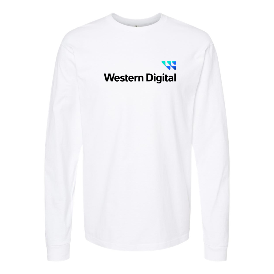 Men's Western Digital Logo Cotton Long Sleeve T-Shirt