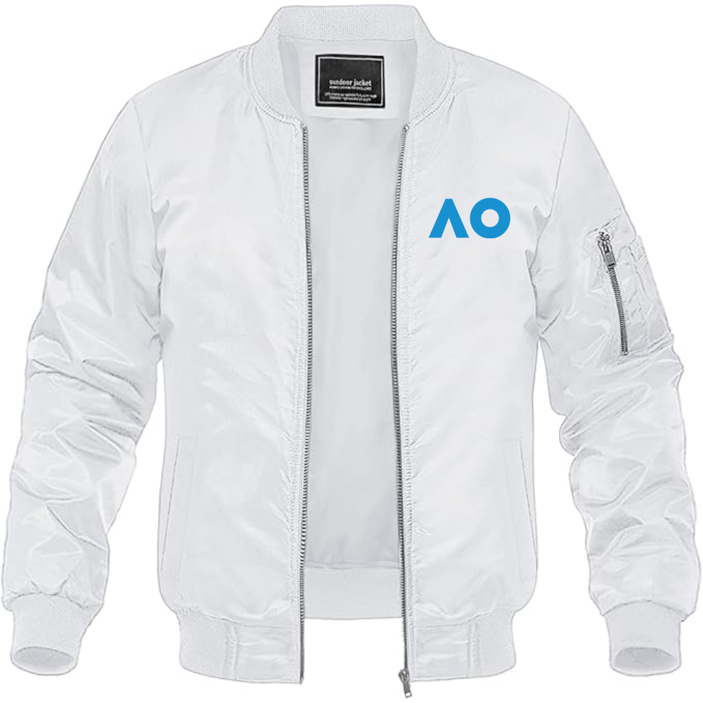 Men's Australian Open Logo Lightweight Bomber Jacket Windbreaker Softshell Varsity Jacket Coat