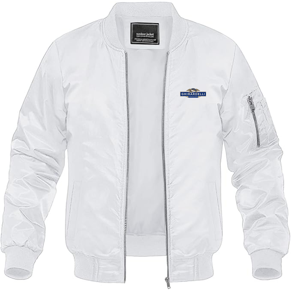 Men's Ghirardell Logo Lightweight Bomber Jacket Windbreaker Softshell Varsity Jacket Coat