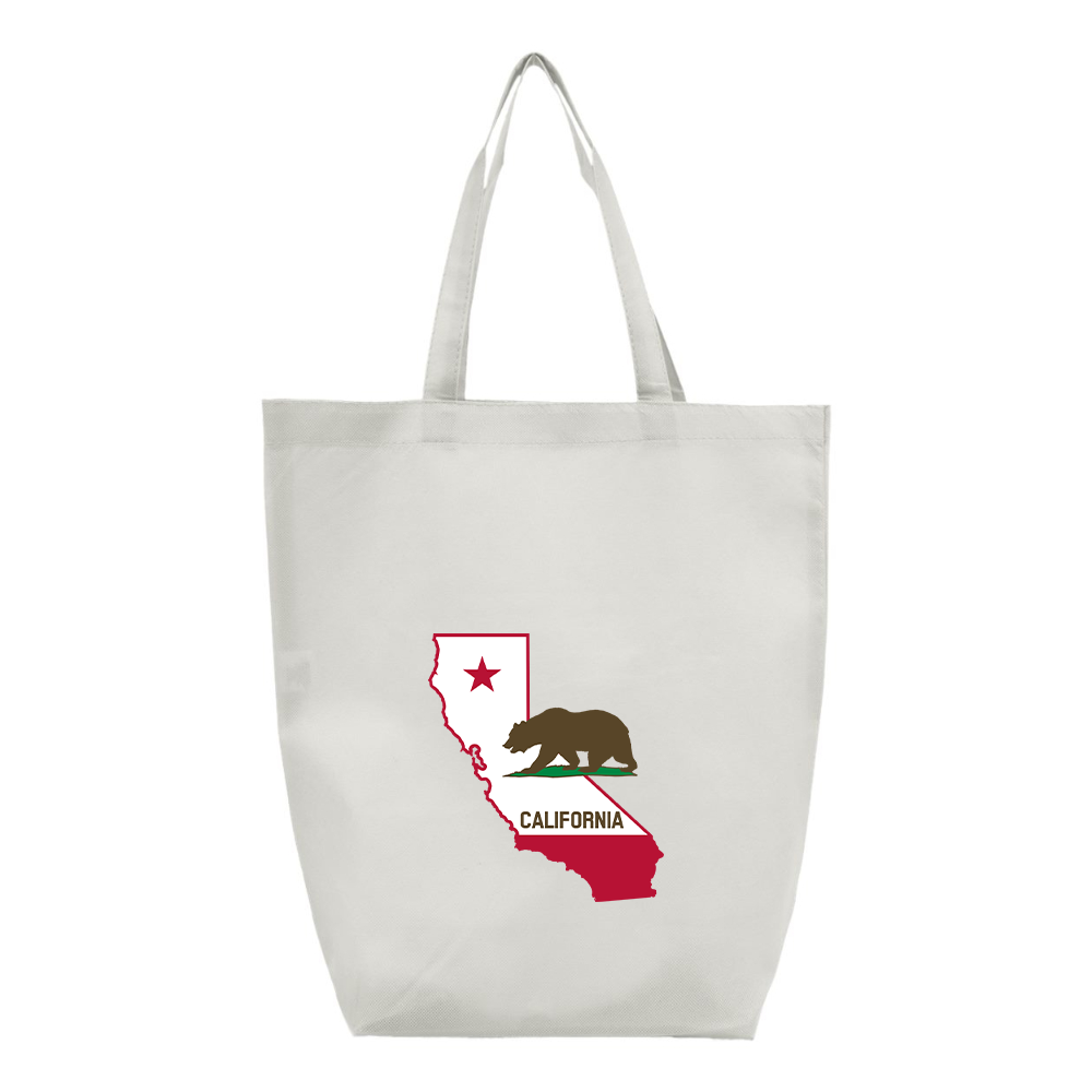 California Bear Map Q-Tees Non-Woven Gusset Bottom Tote