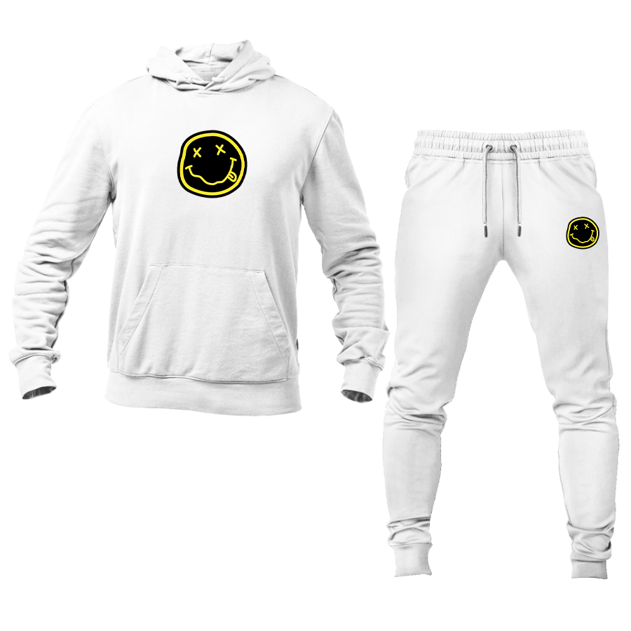 Men's  Nirvana Yellow and Black Face  Hoodie Joggers Set