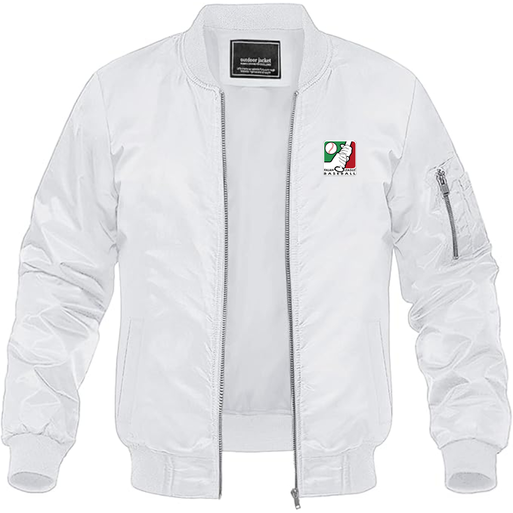 Men's  Italian Baseball League Logo Lightweight Bomber Jacket Windbreaker Softshell Varsity Jacket Coat