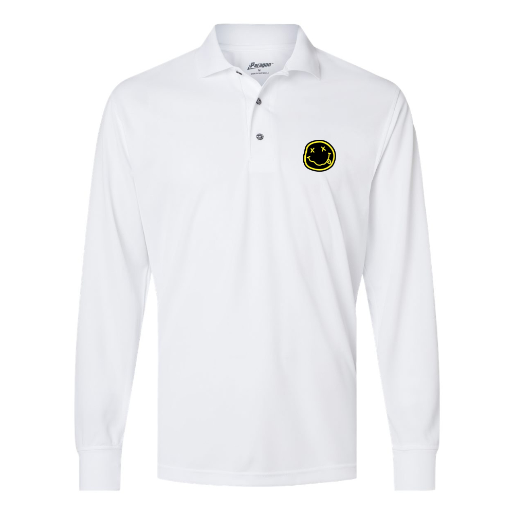 Men's Nirvana Yellow and Black Face Paragon Prescott Long Sleeve Polo