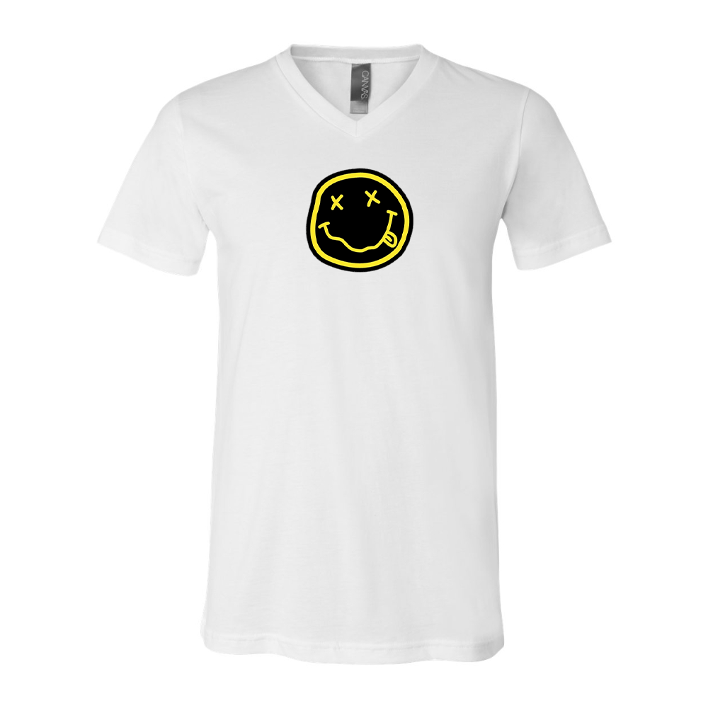 Nirvana Yellow and Black Face BELLA  CANVAS - Jersey V-Neck T-Shirt