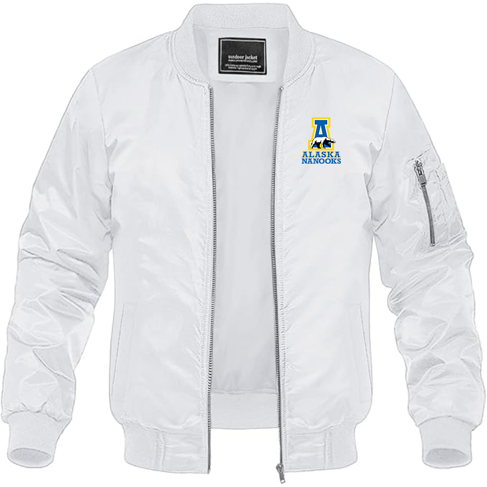 Men's Alaska Nanooks Lightweight Bomber Jacket Windbreaker Softshell Varsity Jacket Coat
