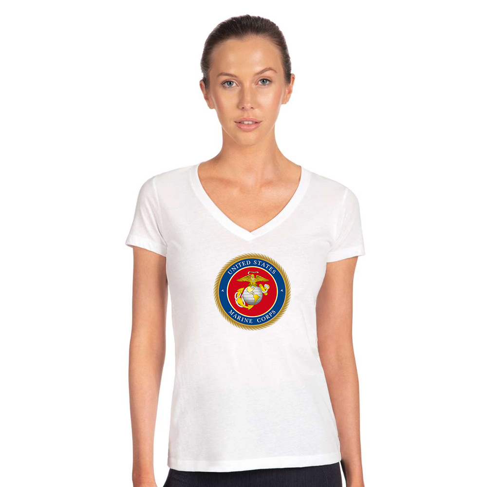 Women's   USMC Emblem Next Level V-Neck T-Shirt