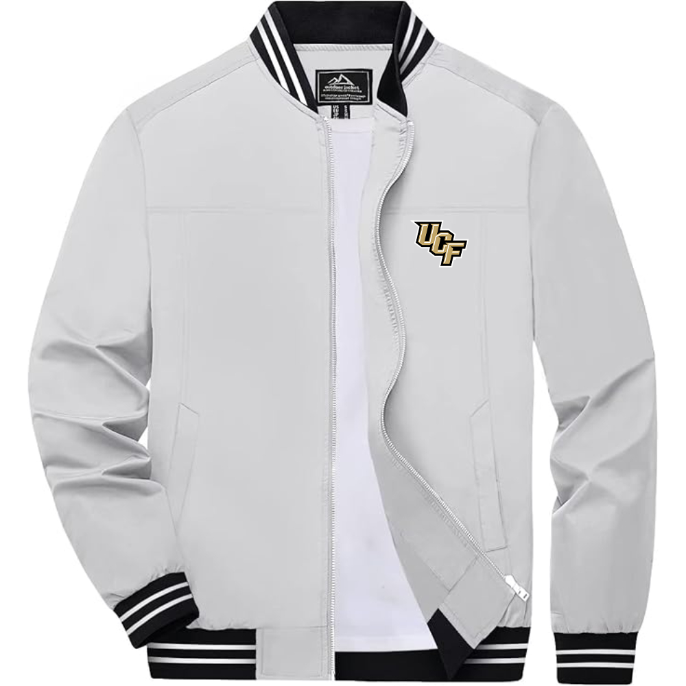 Men's Central Florida Knights  Lightweight Zip-Up Bomber Jacket with Ribbed Collar and Cuffs Versatile Casual Outerwear
