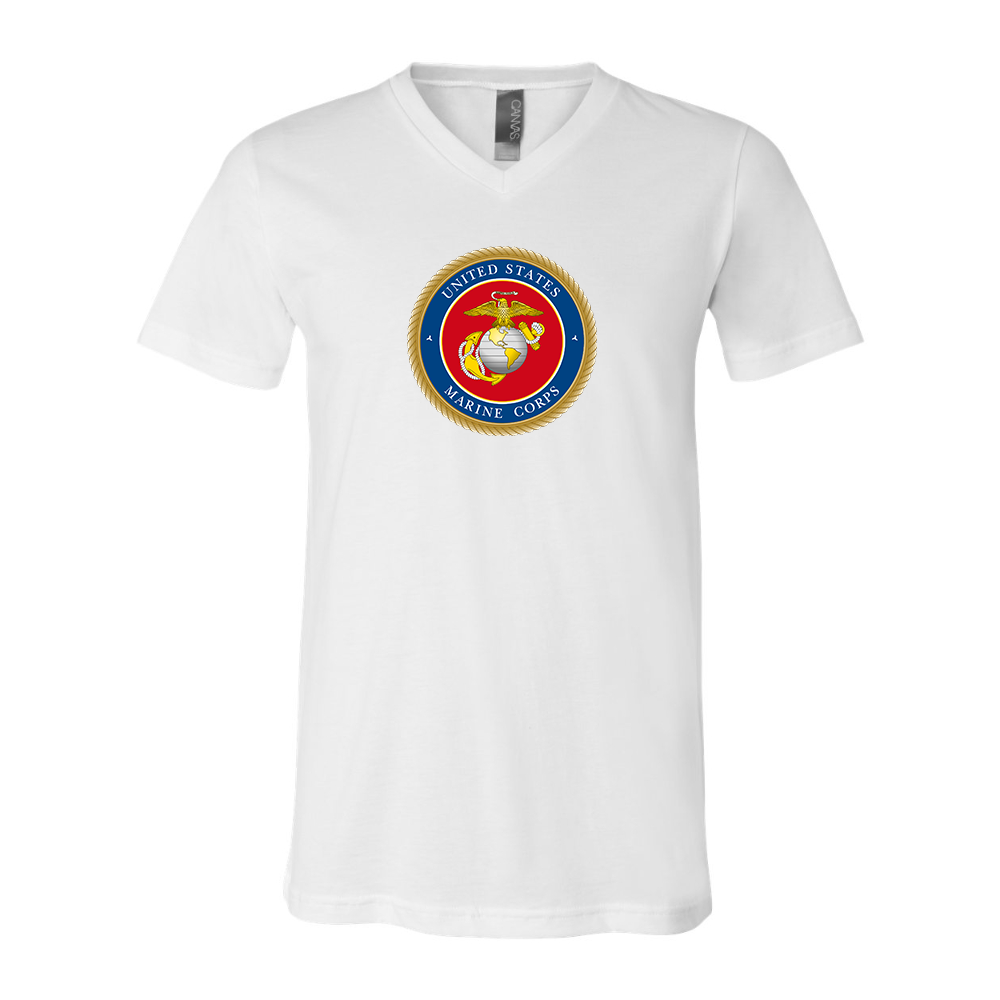 USMC Emblem BELLA  CANVAS - Jersey V-Neck T-Shirt