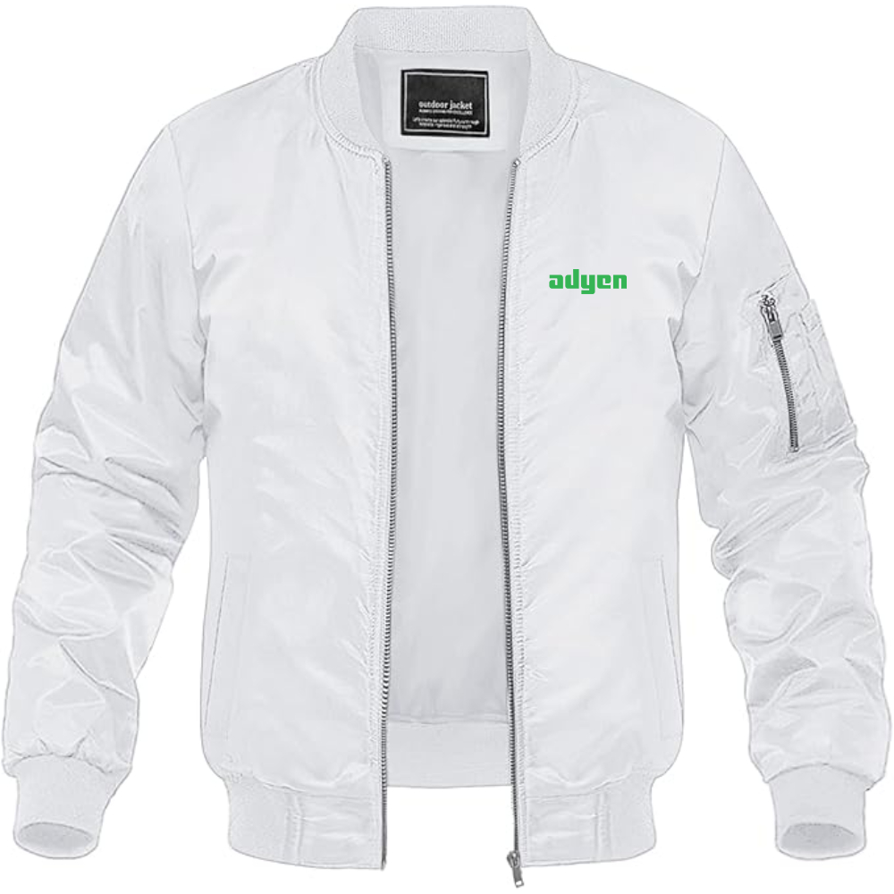 Men's Adyen Logo Lightweight Bomber Jacket Windbreaker Softshell Varsity Jacket Coat