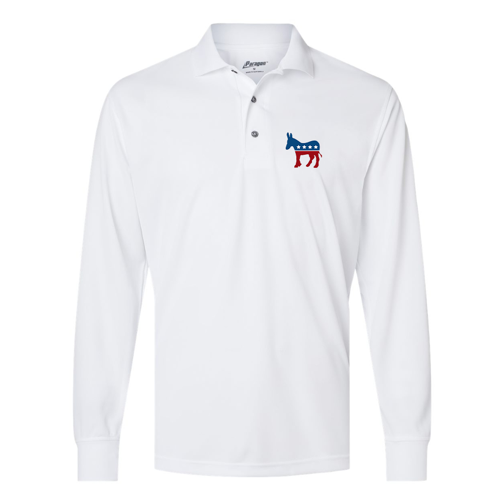 Men's Democrat Election Symbol Paragon Prescott Long Sleeve Polo