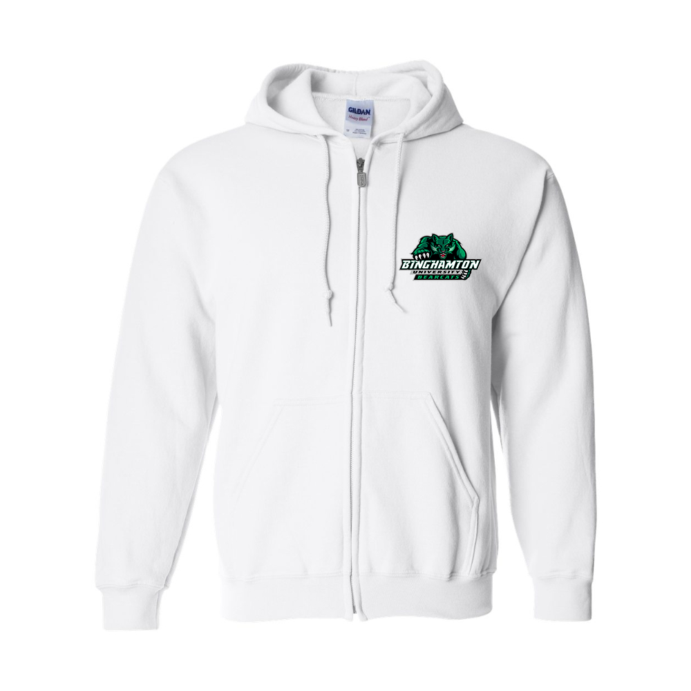 Men's Binghamton Bearcats Gildan  Heavy Blend Full Zip Hooded Sweatshirt