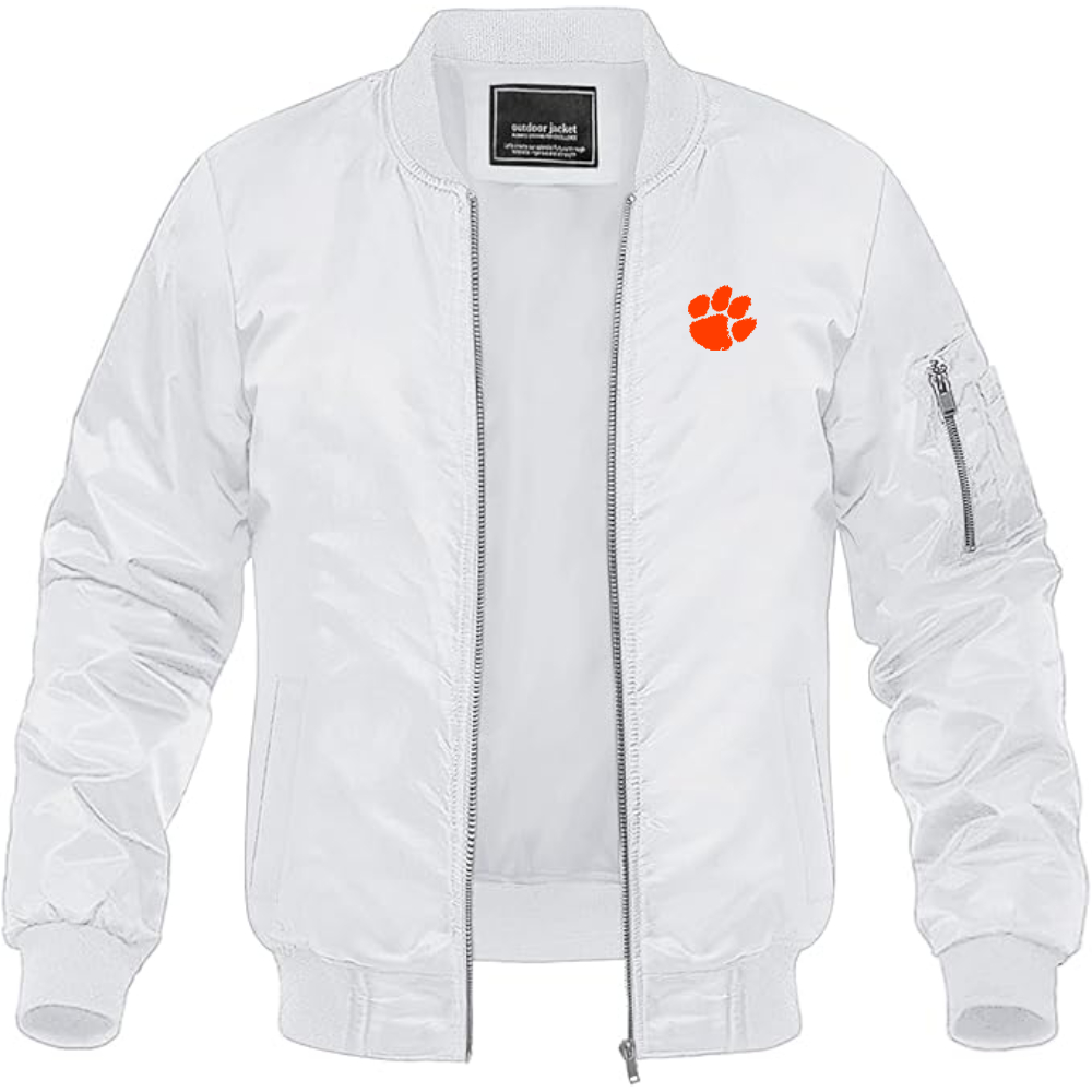 Men's Clemson Tigers Lightweight Bomber Jacket Windbreaker Softshell Varsity Jacket Coat