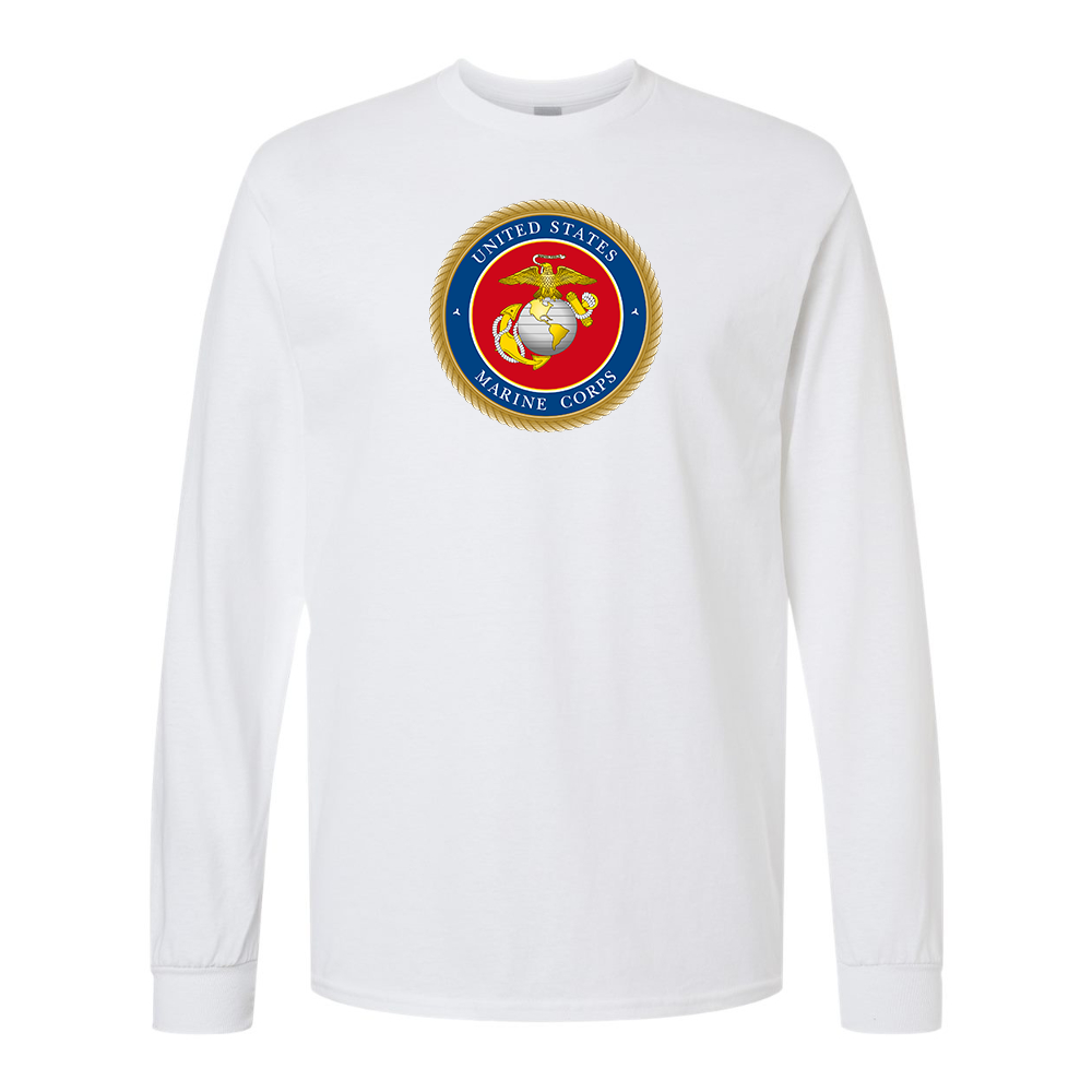 Men's  USMC Emblem  Gildan Heavy Cotton Long Sleeve T-Shirt