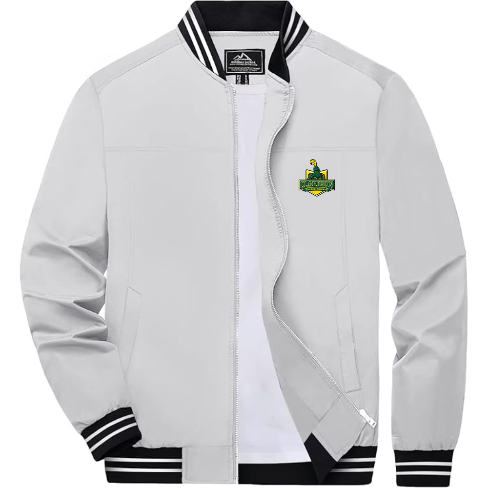Men's Clarkson Golden Knights Lightweight Zip-Up Bomber Jacket with Ribbed Collar and Cuffs Versatile Casual Outerwear