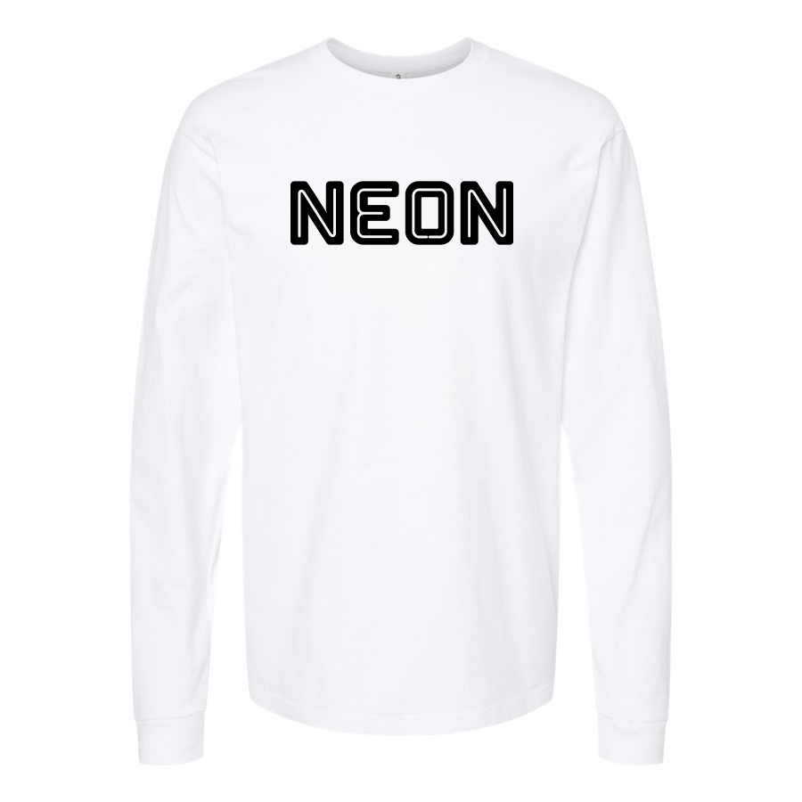 Men's  Neon Logo Cotton Long Sleeve T-Shirt