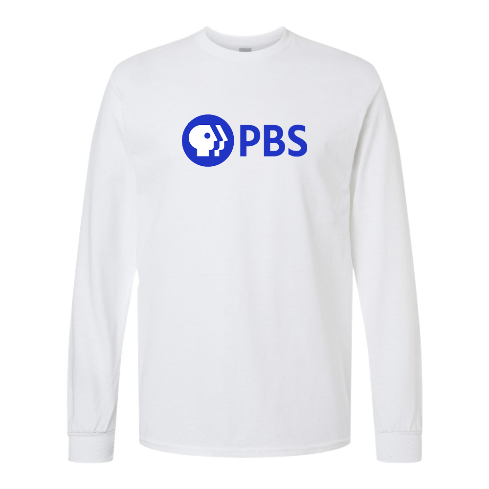 Men's PBS Blue Gildan Heavy Cotton Long Sleeve T-Shirt