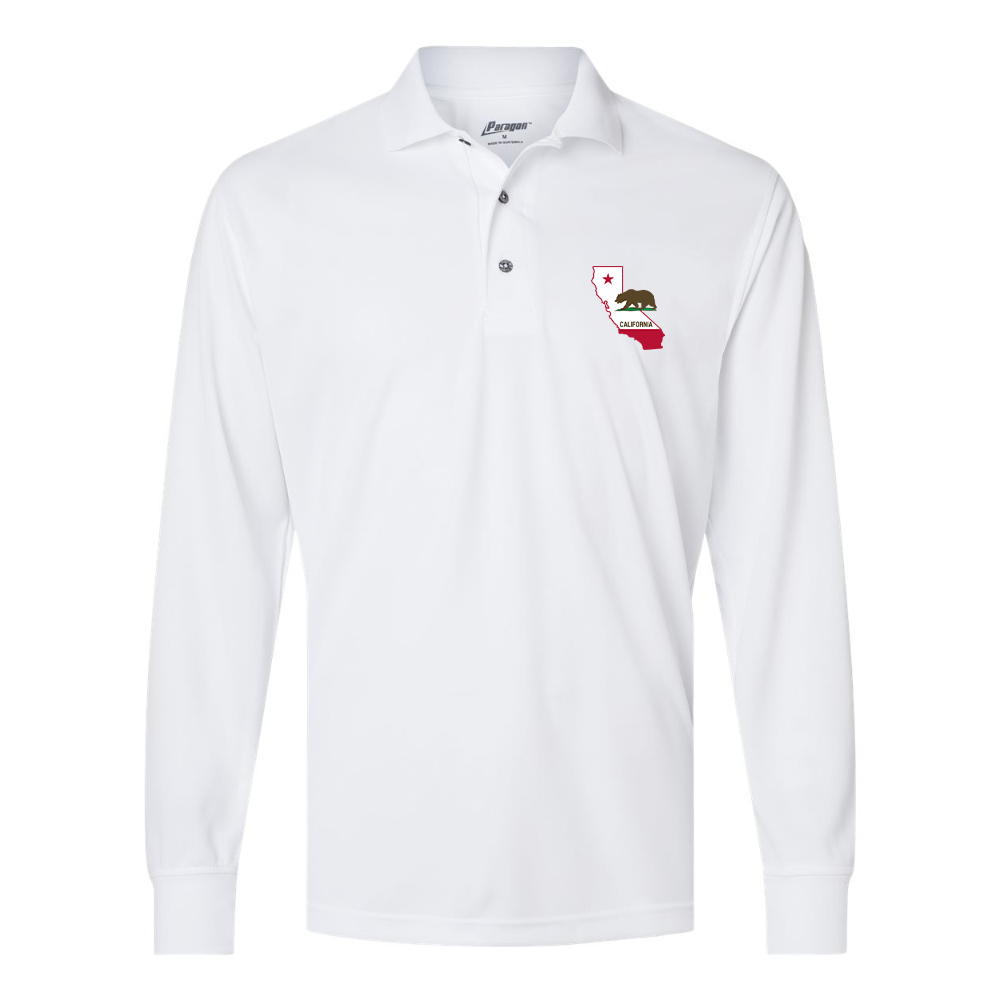Men's  California Bear Map  Paragon Prescott Long Sleeve Polo